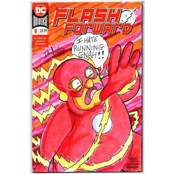 ONE-OF-A-KIND HAND-DRAWN, INKED AND COLORED SKETCHCOVER COMIC by Dan Nokes FLASH - Picture 1 of 5